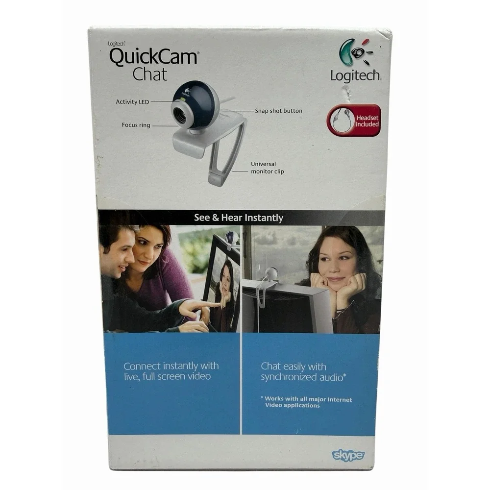 Logitech QuickCam Chat USB Webcam w/ Headset New Open Box Windows XP Vista PC